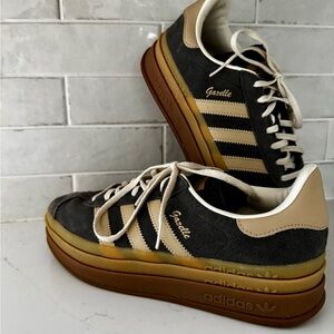 Adidas Gazelle Black and Tan Platform Shoes